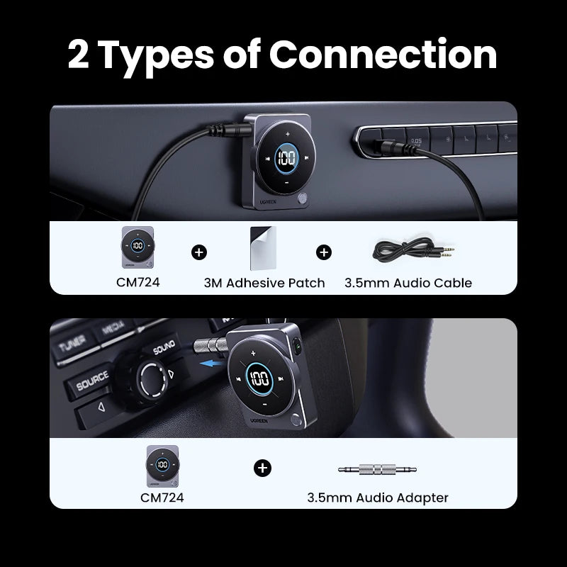 Bluetooth 5.4 Aux Adapter for Car with LED Display