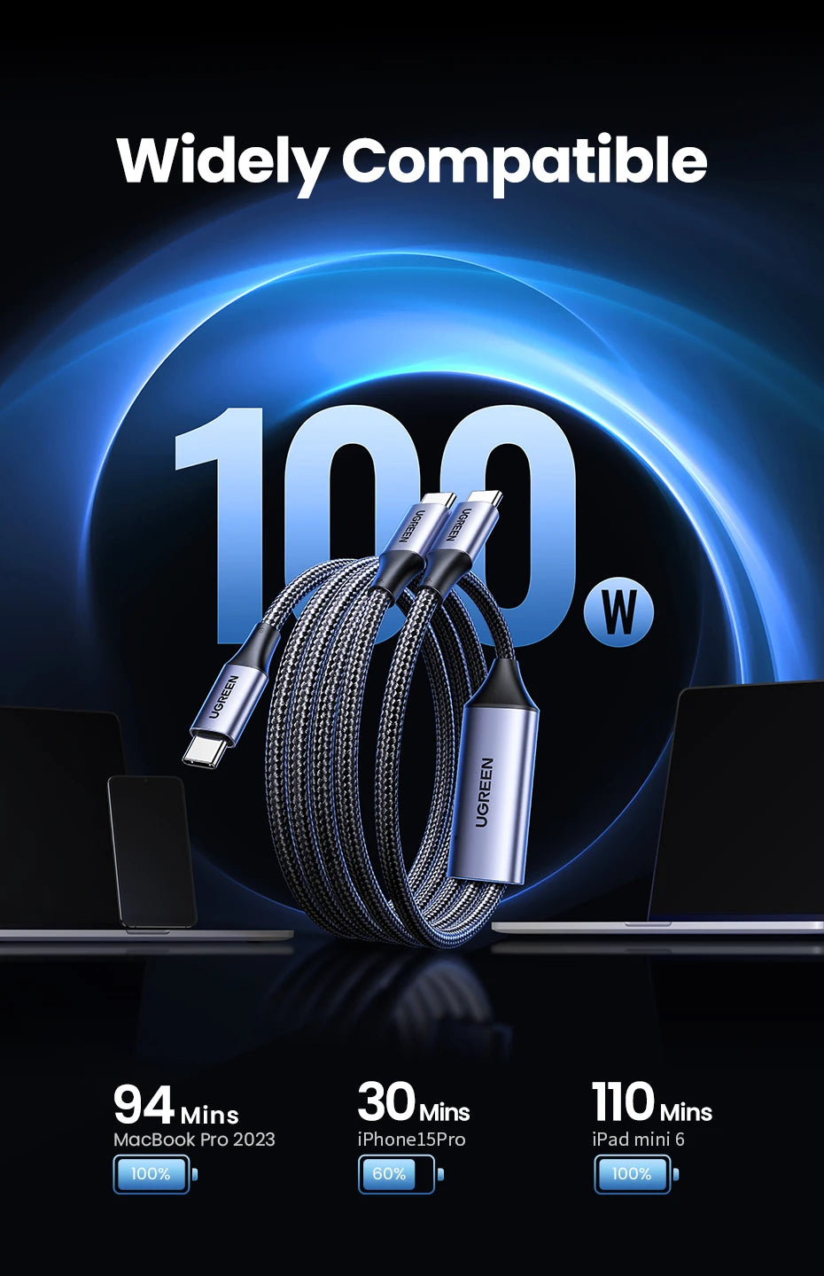 100W 2-in-1 USB-C Fast Charging Cable - 13