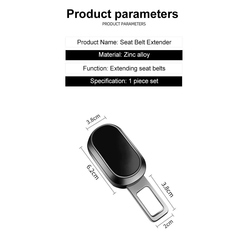 Metal Car Seat Belt Clip Buckle Extender 2cm Insert Socket