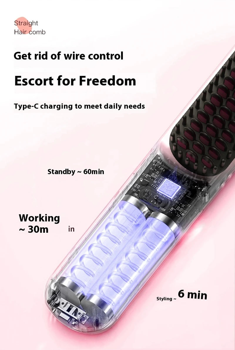 Fast Heating Cordless Hair Straightening Brush - 21