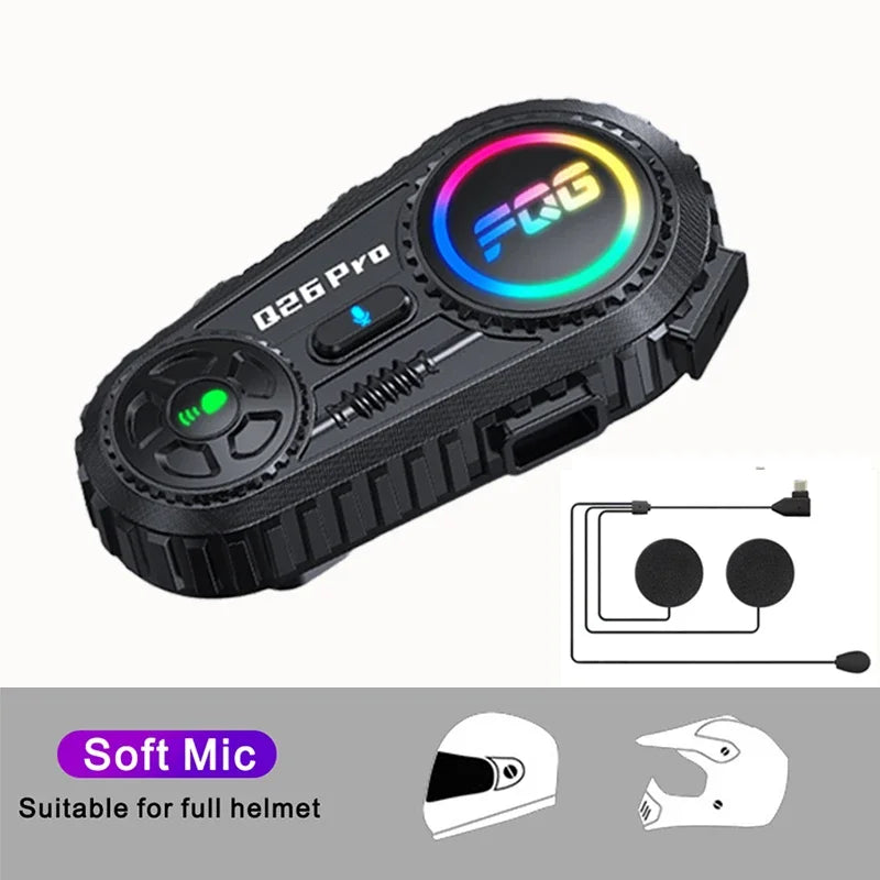 Bluetooth 6.0 Motorcycle Helmet Intercom Headset