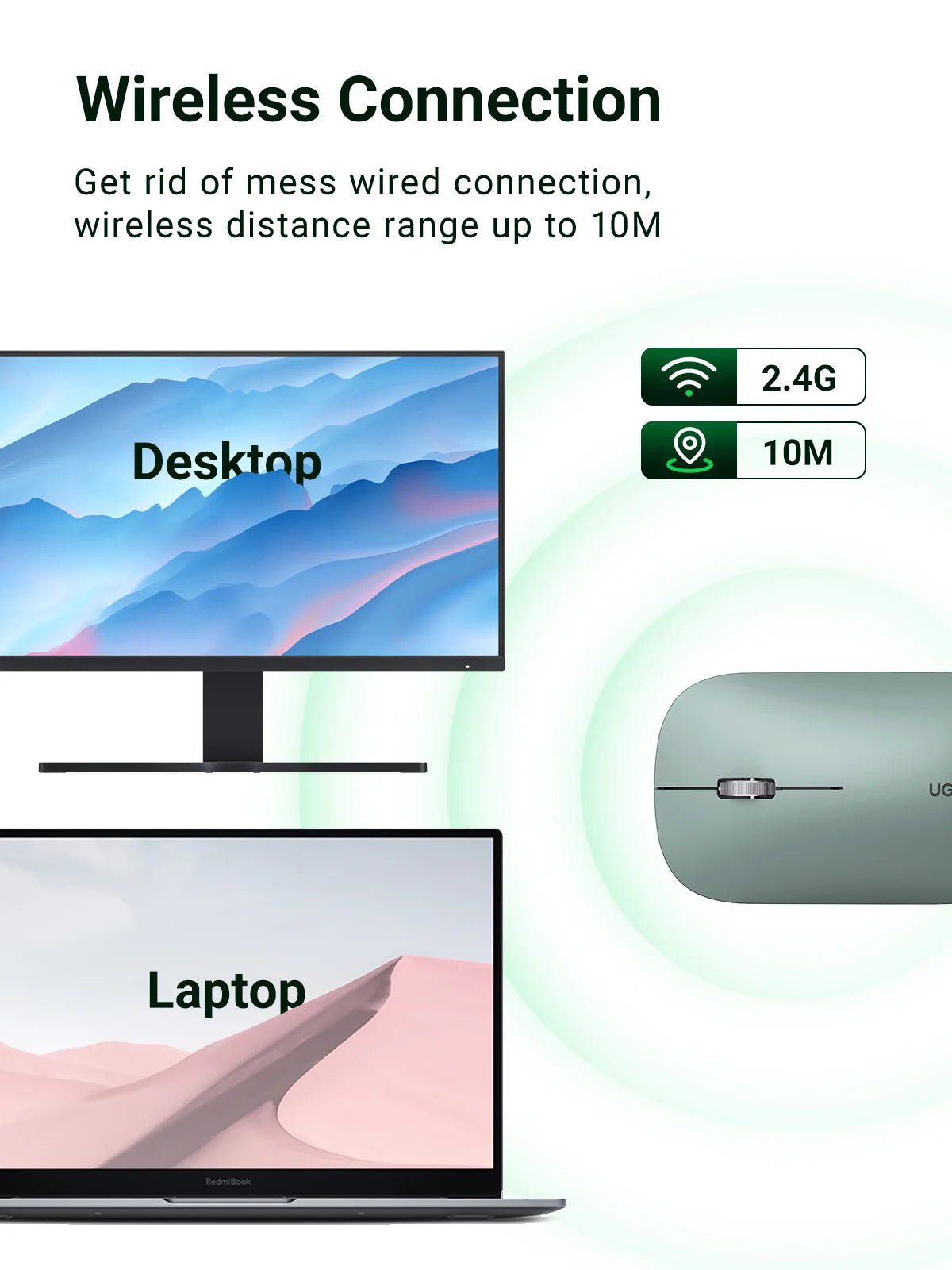 Slim Wireless Bluetooth Mouse with 4000 DPI Silent Click