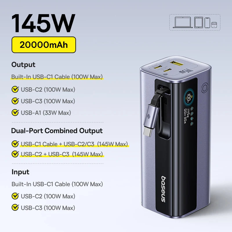 145W Fast Charging Portable Power Bank 20800mAh - 25