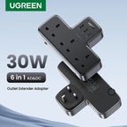 30W 6-in-1 Wall Outlet Extender with USB-C and USB-A Ports