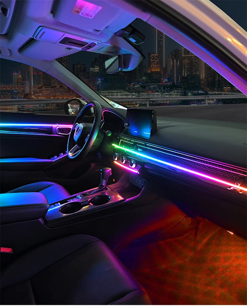 RGB LED Interior Car Ambient Light Strip Kit with App Control