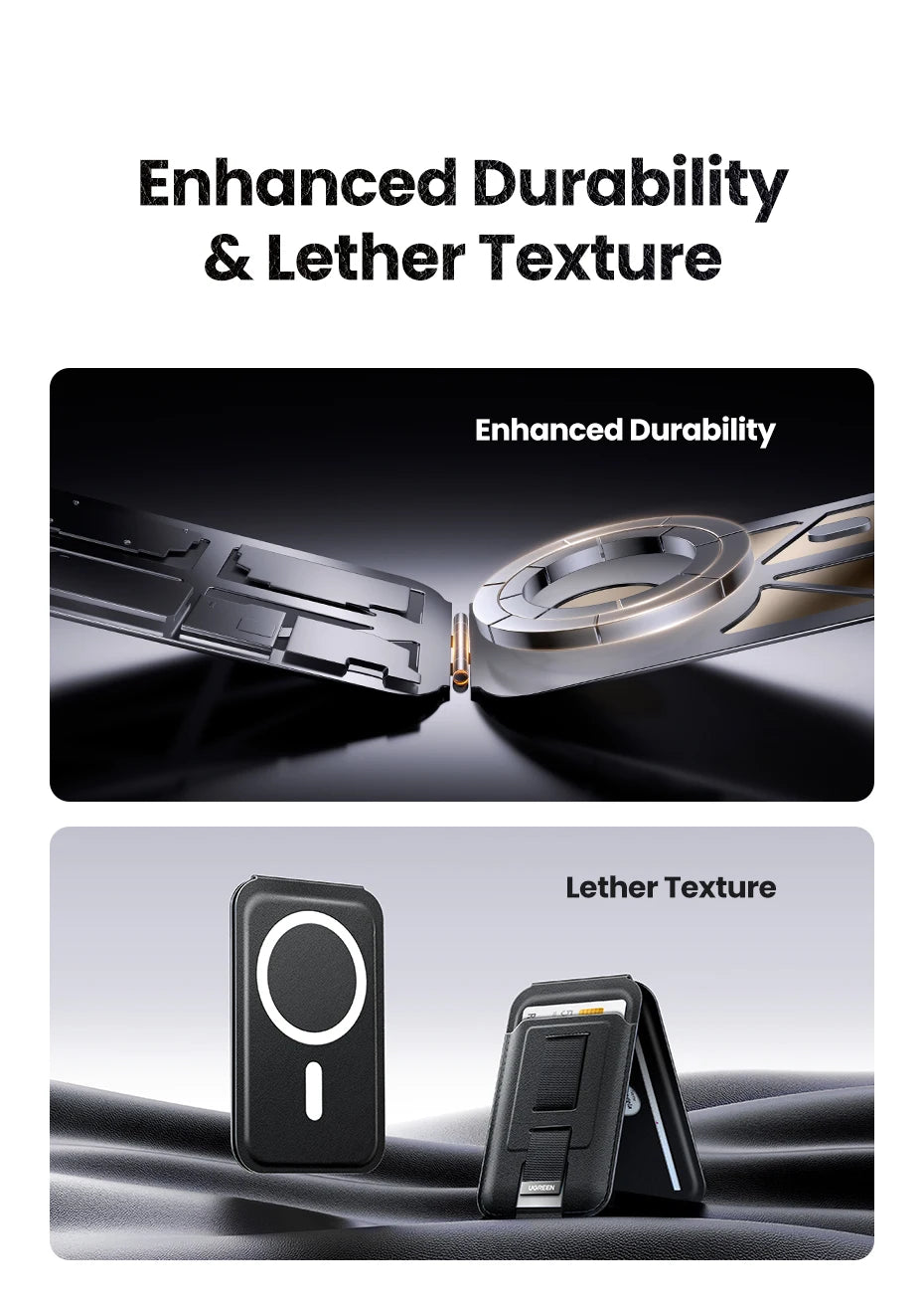 Magnetic Phone Card Holder Wallet with Kickstand for iPhone