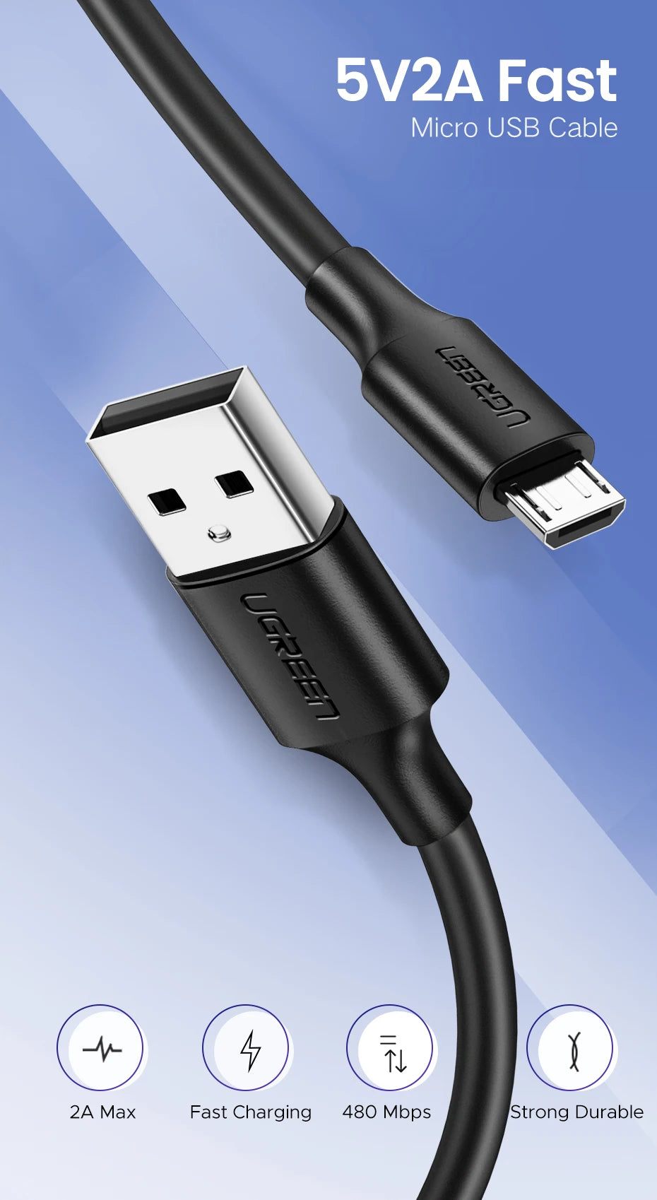 Fast Charging Micro USB Cable for Android and Tablets - 7