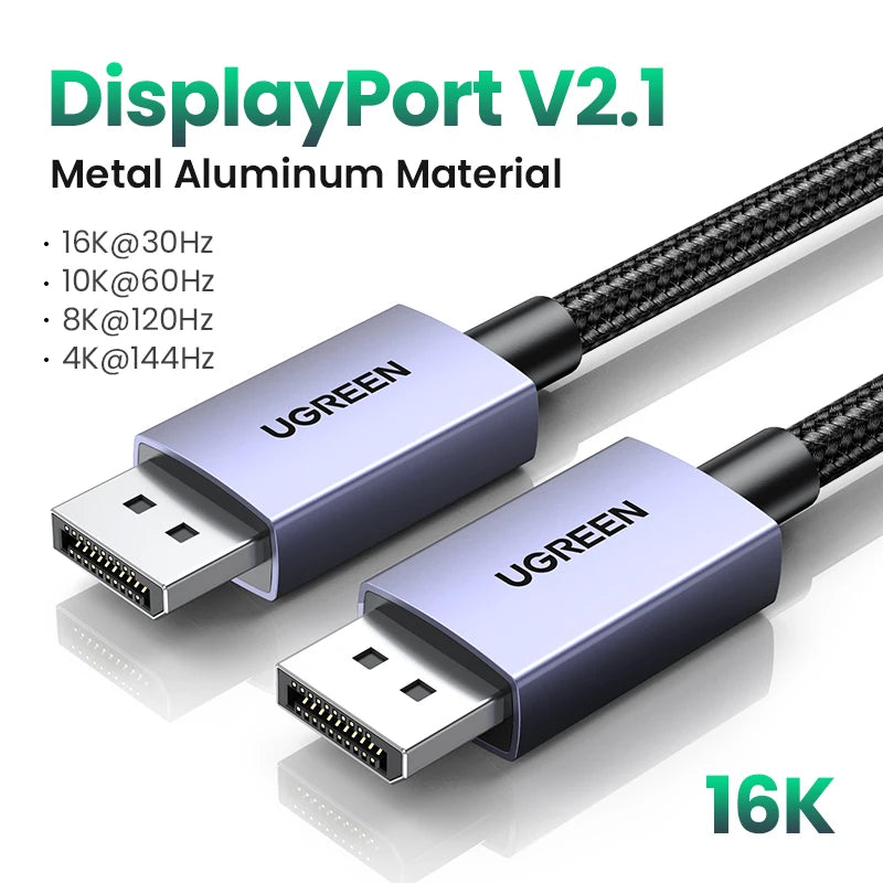 16K 8K DisplayPort 2.1 Cable for Gaming Monitors and PCs