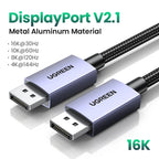 16K 8K DisplayPort 2.1 Cable for Gaming Monitors and PCs
