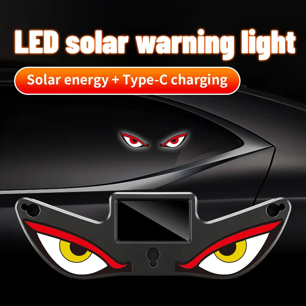 Solar Powered Demon Eye LED Car Warning Light