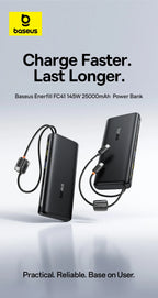 145W Fast Charging Power Bank with Built-In Cables 25000mAh