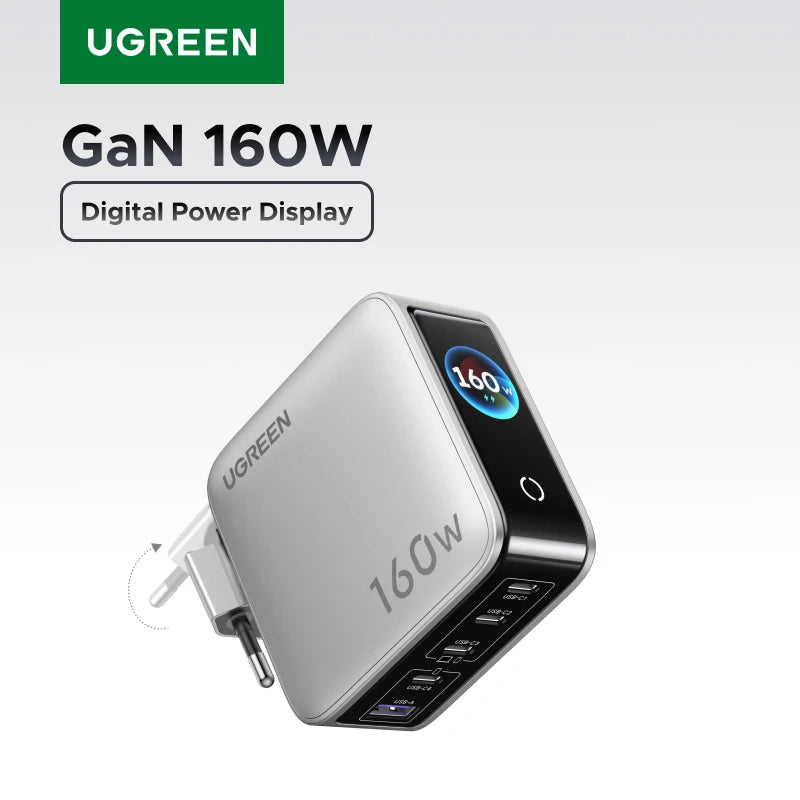 160W GaN Fast Charger with Digital Power Display - 1