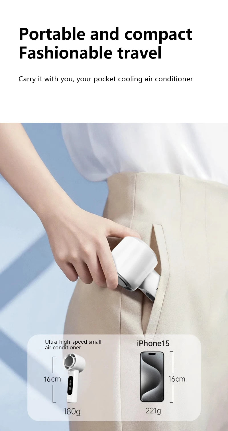 Portable Handheld Turbo Fan with Ice Cooling Tech