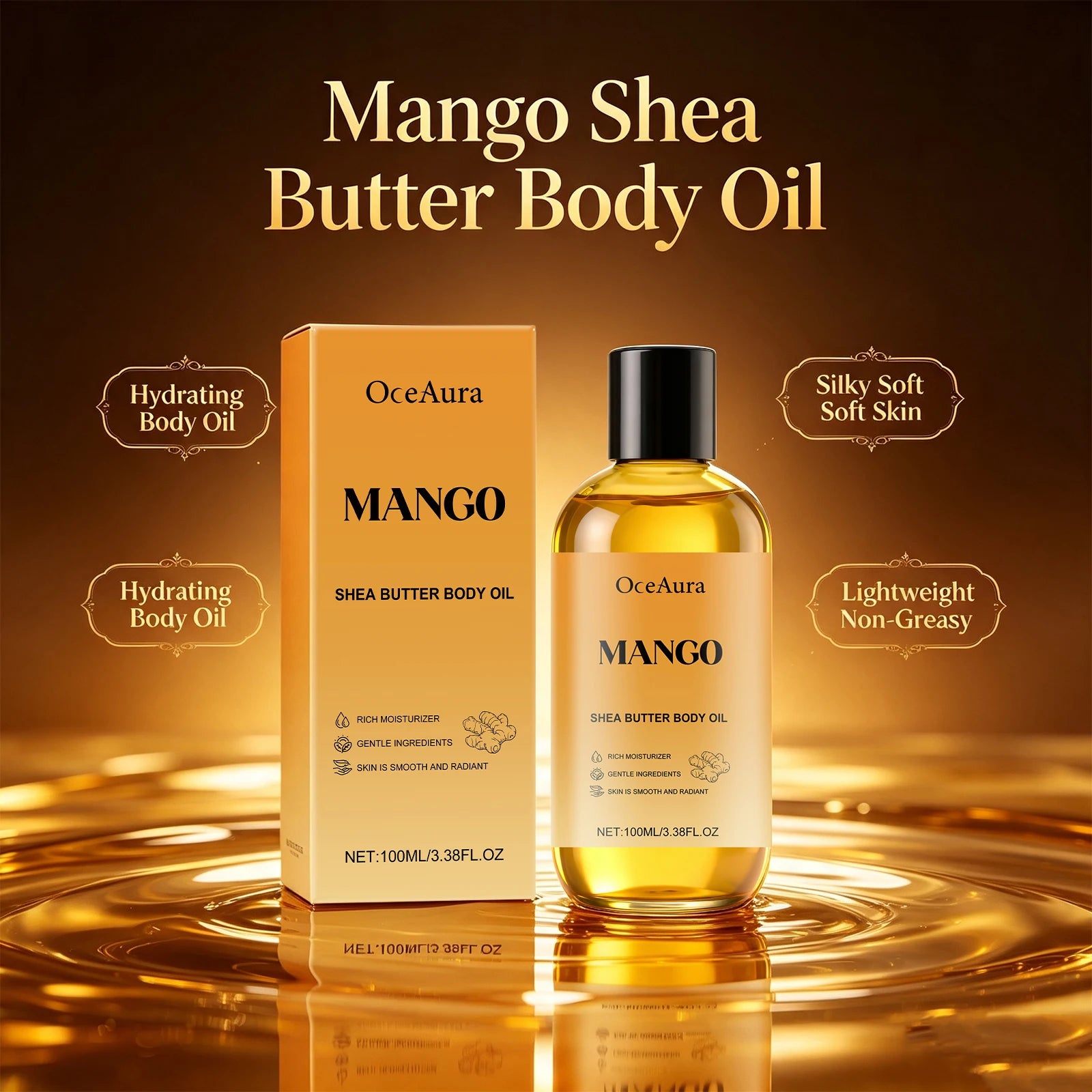 Mango Shea Butter Moisturizing Body Oil for Dry Skin - 3
