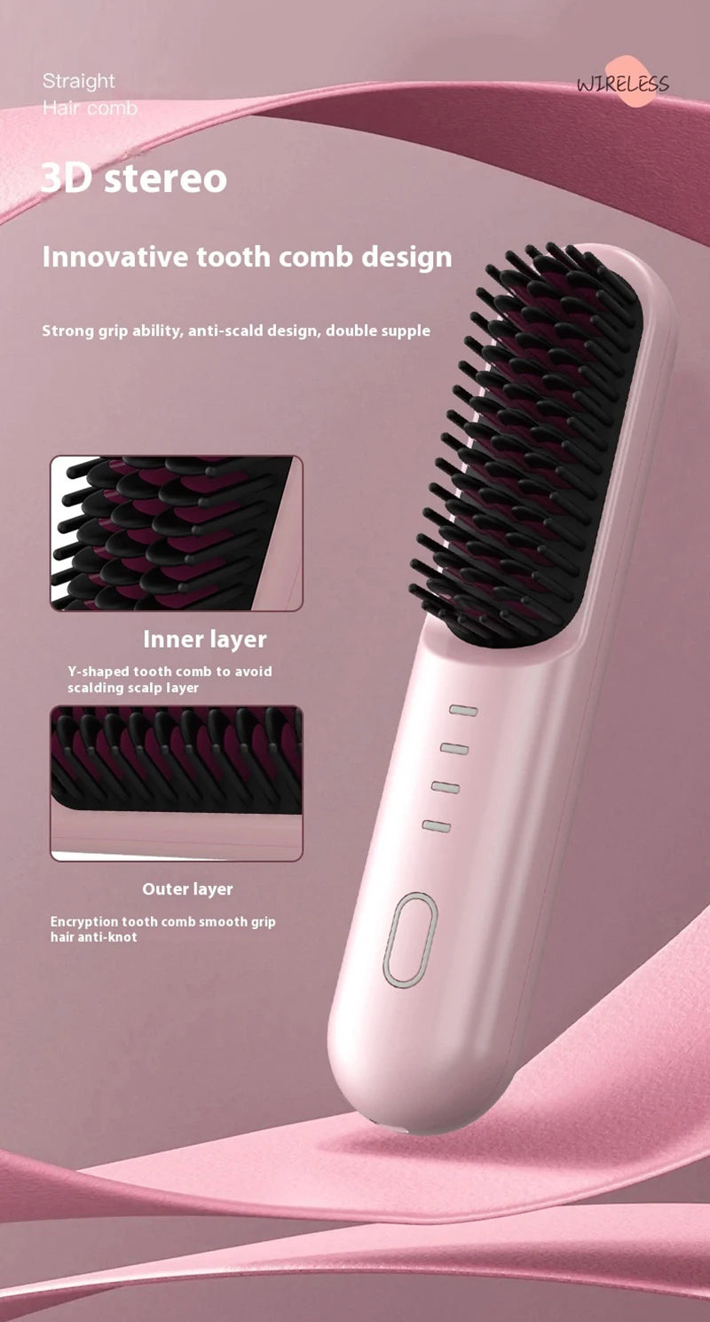 Fast Heating Cordless Hair Straightening Brush - 20