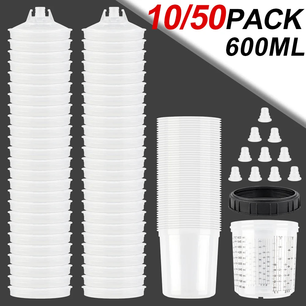 600ml Disposable Paint Sprayer Mixing Cup and Lid System - 1