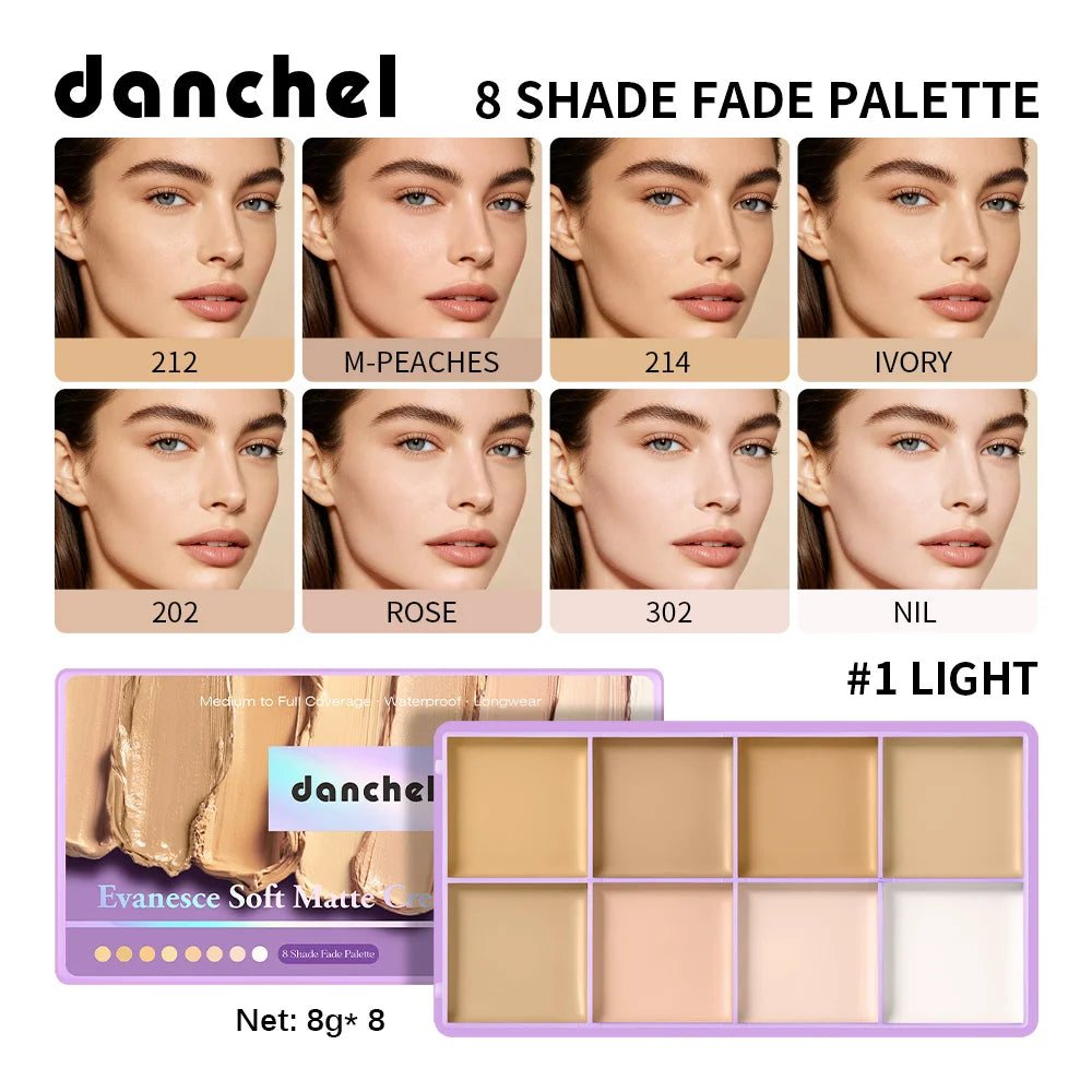 8-Shade Cream Concealer Palette for Full Coverage - 23