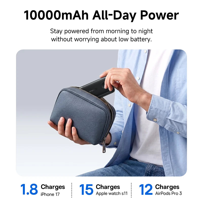 45W 10000mAh Portable Power Bank with Integrated Watch Charger