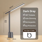 Rechargeable Auto-Dimming LED Desk Lamp for Study and Reading