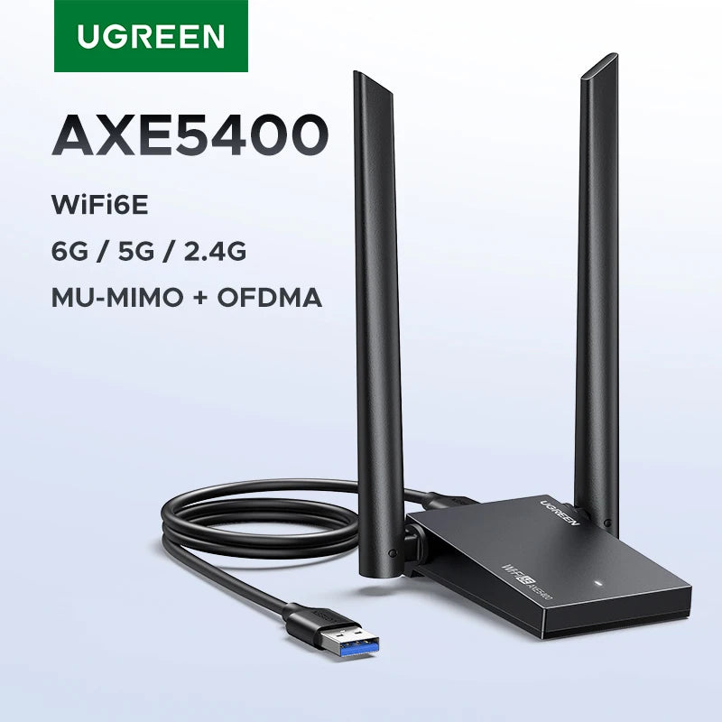 AXE5400 WiFi 6E USB 3.0 Tri-Band Wireless Adapter for PC