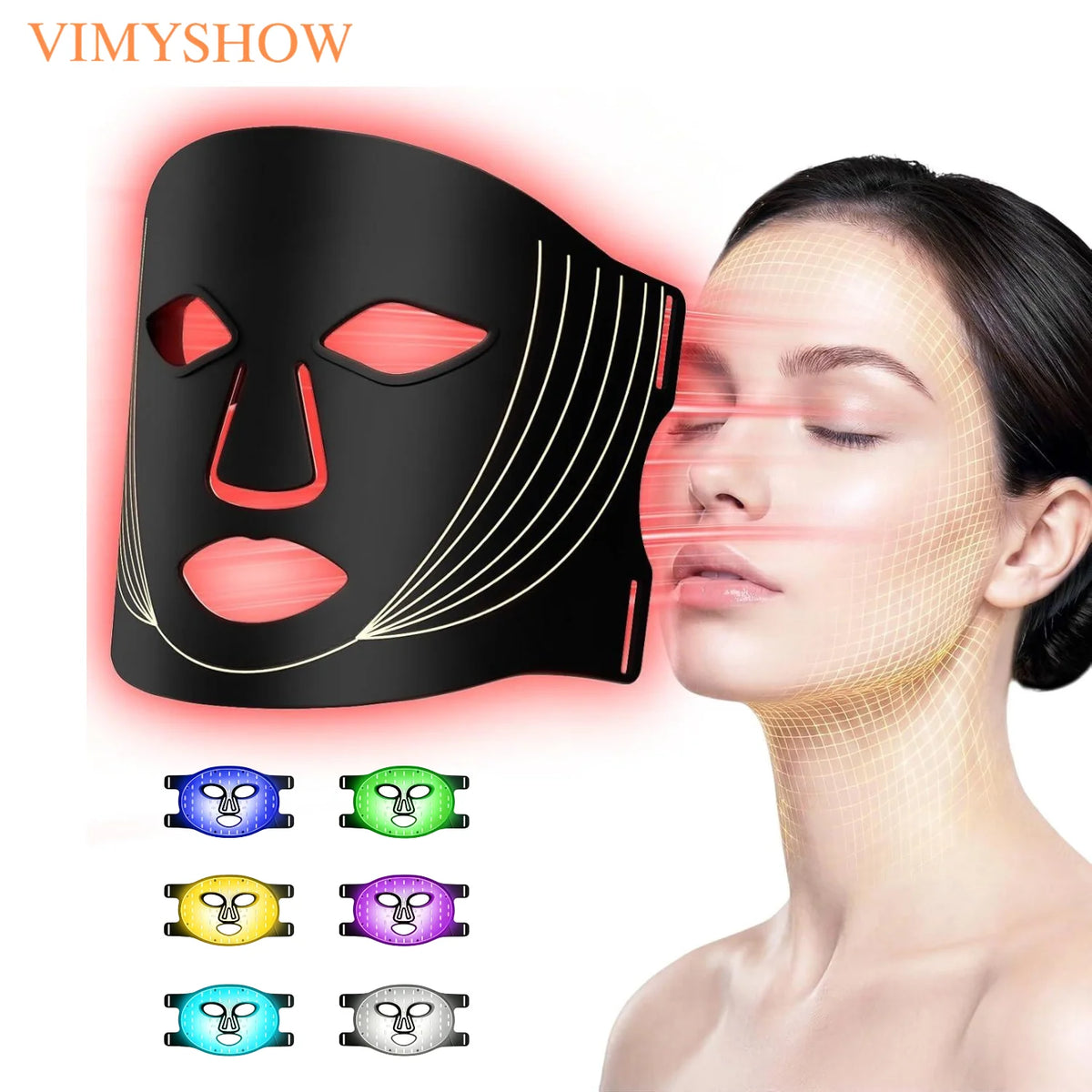 7-Color LED Silicone Facial Light Therapy Mask