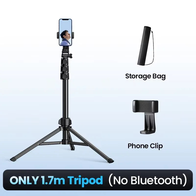 1.7m Extendable Aluminum Phone Tripod with Bluetooth Remote