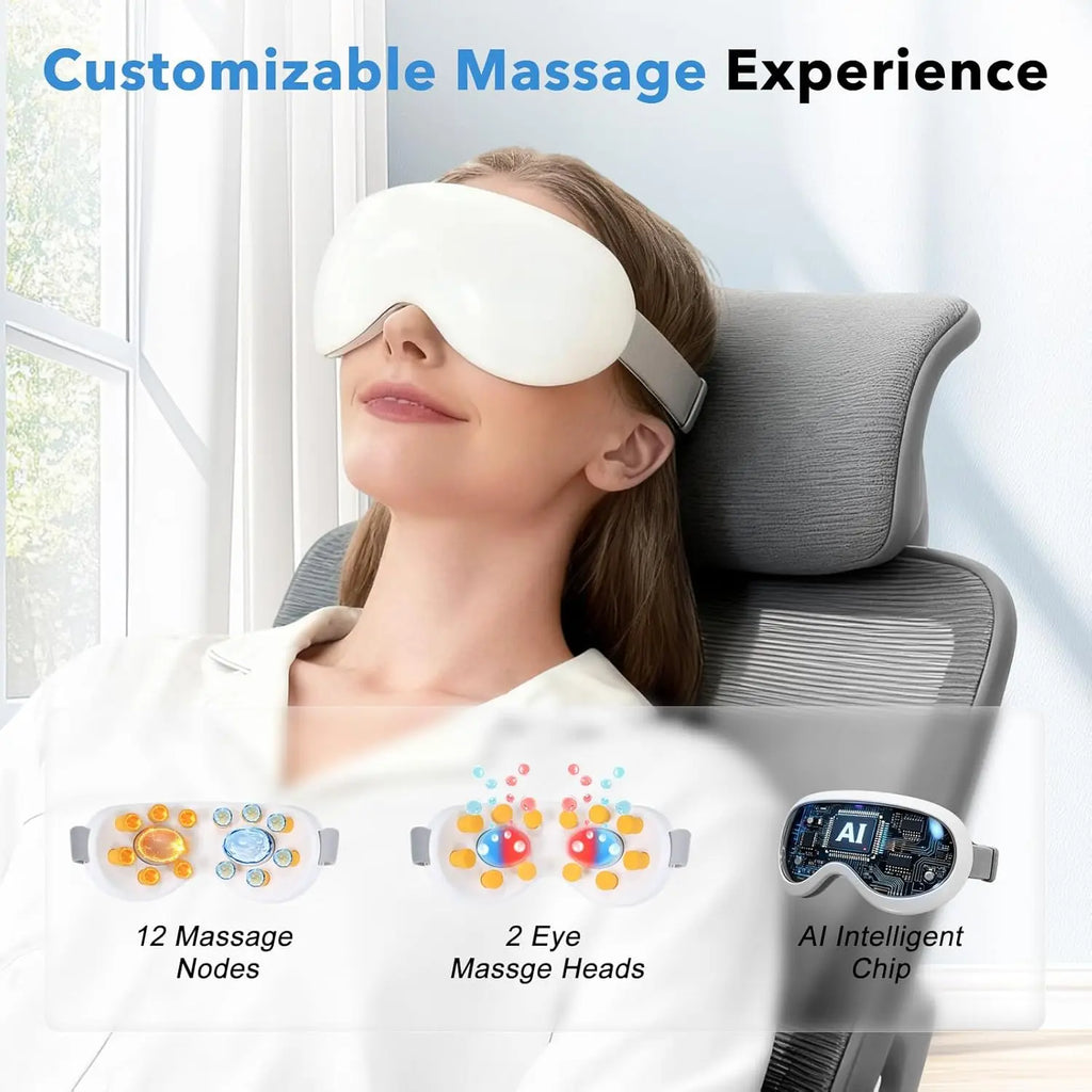 Smart Eye Massager with Cooling and Vibration for Eye Strain