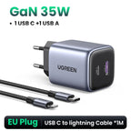 35W Dual Port GaN Fast Wall Charger for iPhone and Android