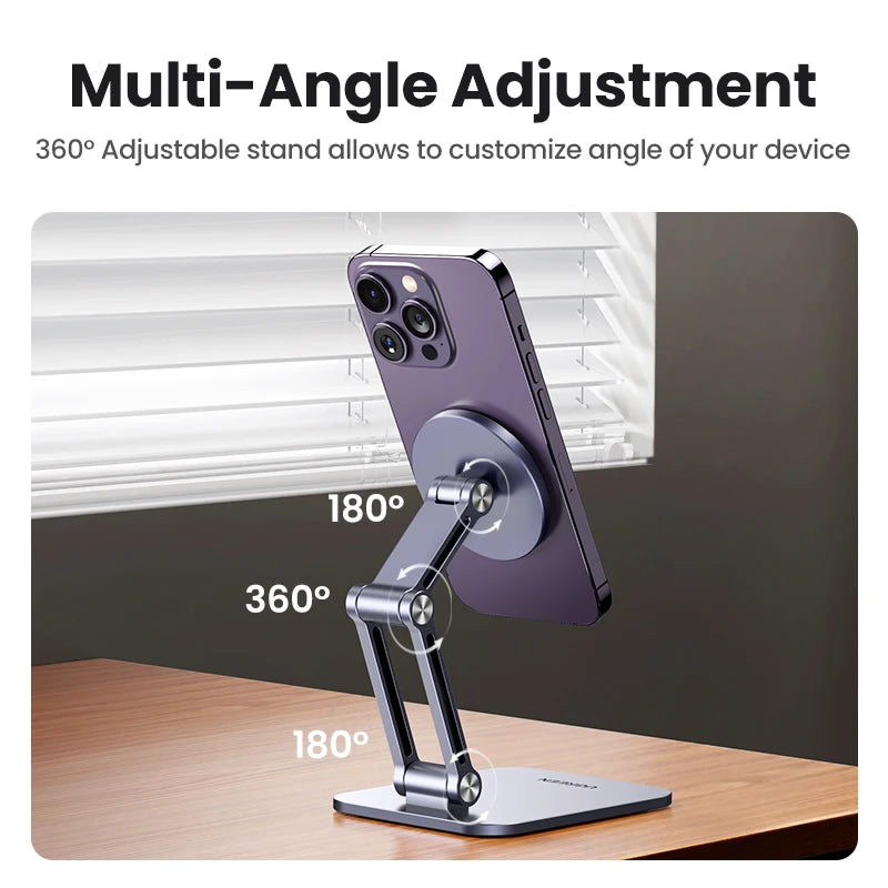 Adjustable Magnetic Aluminum Phone Stand for Desk
