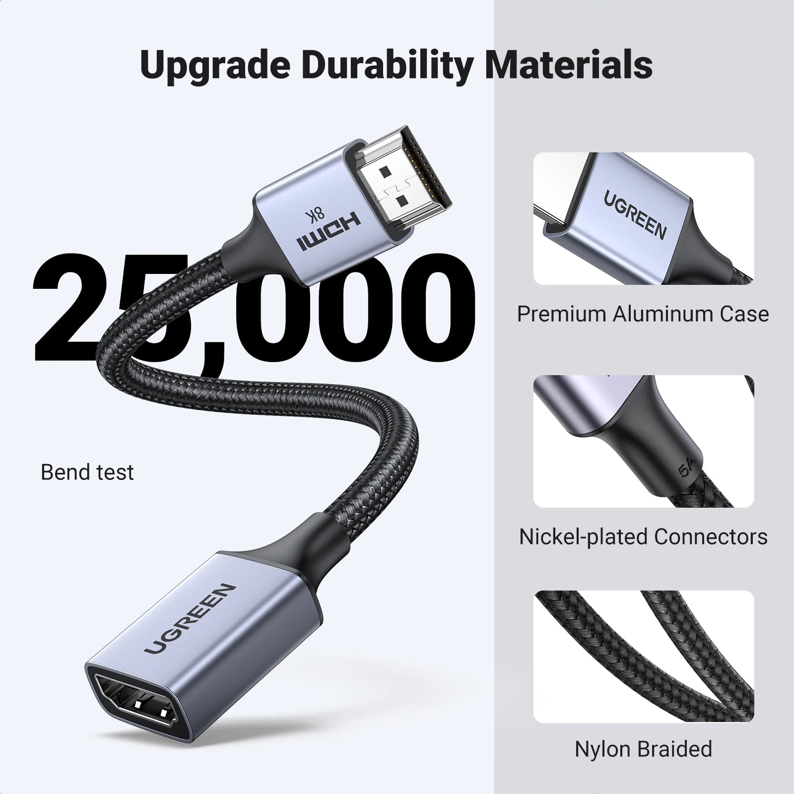 8K 60Hz HDMI Extension Cable for Monitors and Gaming Consoles - 22