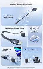 100W GaN Fast Charger with Retractable USB-C Cable