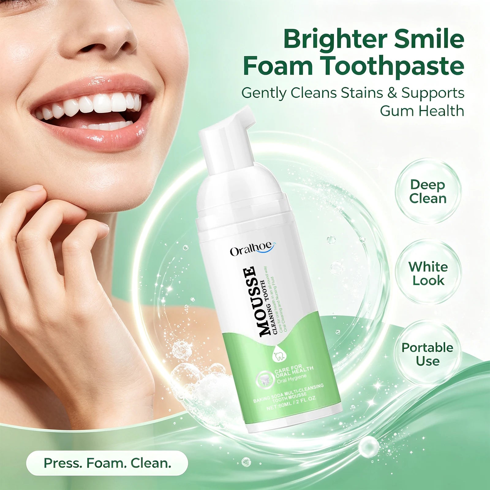 Whitening Foaming Toothpaste for Stain Removal and Fresh Breath - 4