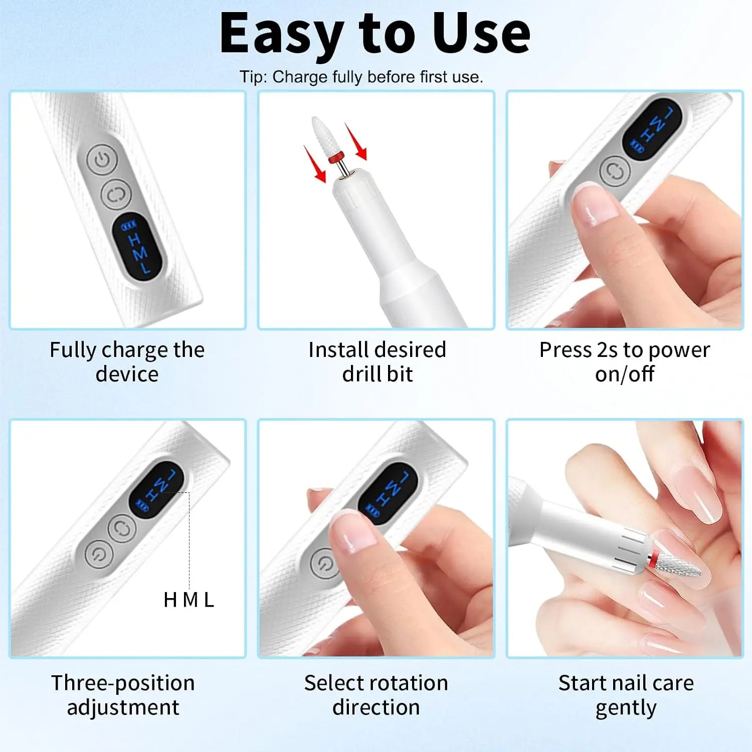 Cordless Electric Nail Drill Set for Manicure and Pedicure - 5