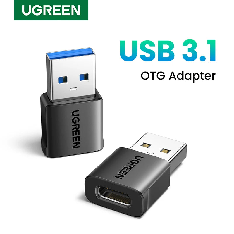 USB-A Male to USB-C Female OTG Adapter for Data and Charging - 1