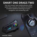 Motorcycle Helmet Bluetooth 5.3 Headset with Voice Control