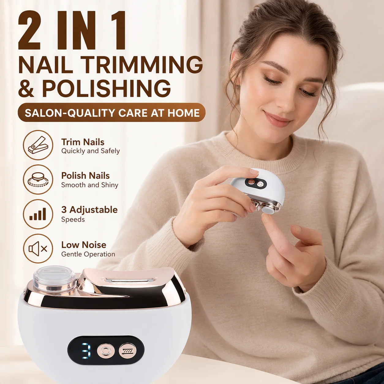 Electric Automatic Nail Clipper and Trimmer with LED Display - 7