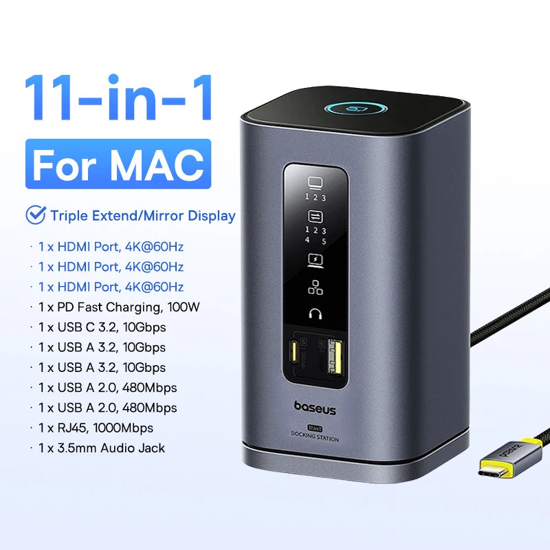 160W 15-in-1 USB-C Docking Station with 25W Wireless Charger