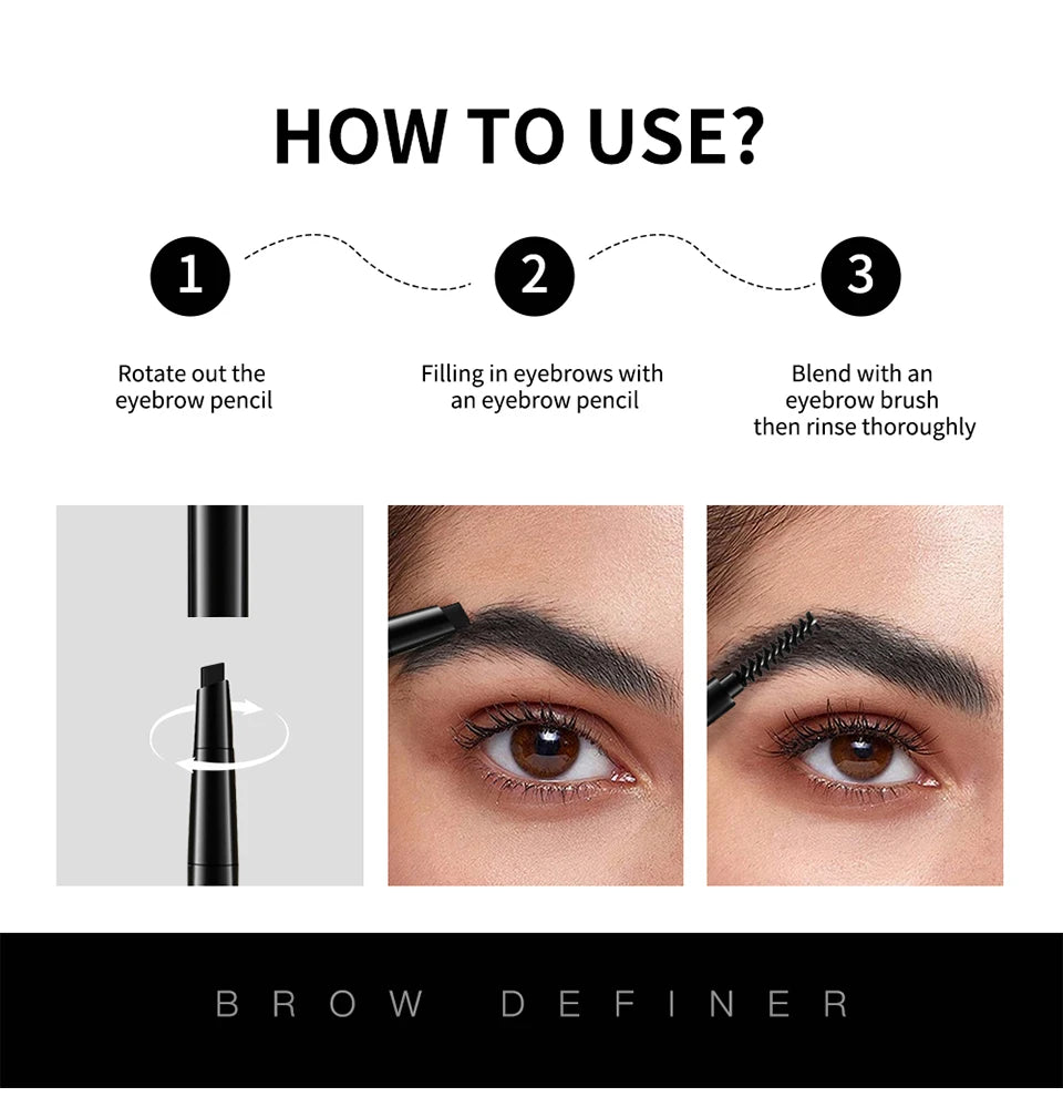 Waterproof Triangular Tip Eyebrow Pencil with Spoolie Brush