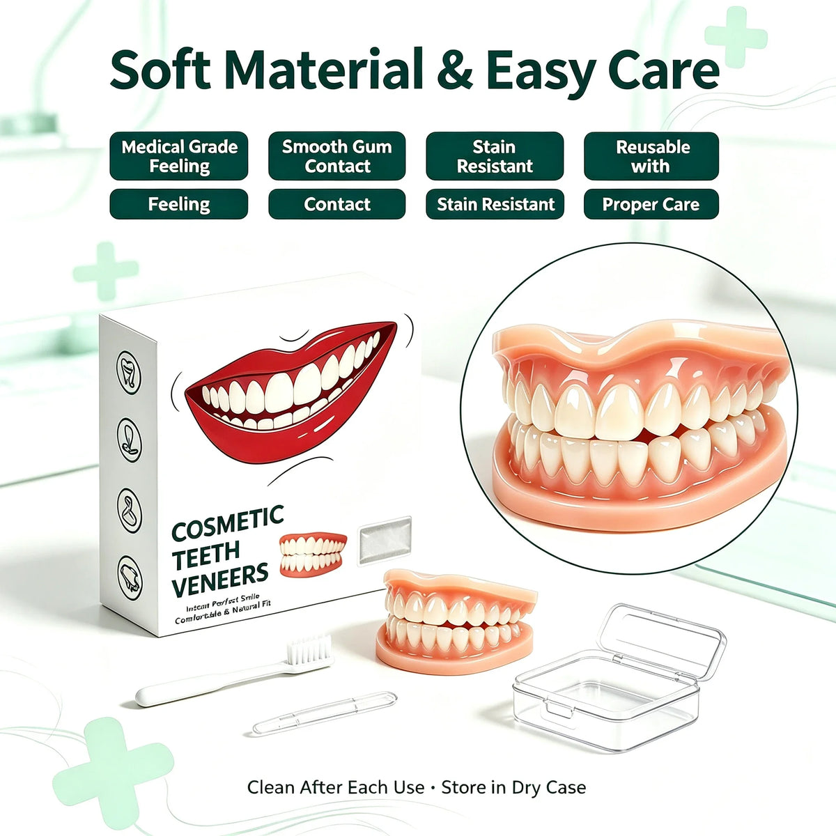 Comfortable Silicone Denture Set for Daily Oral Care