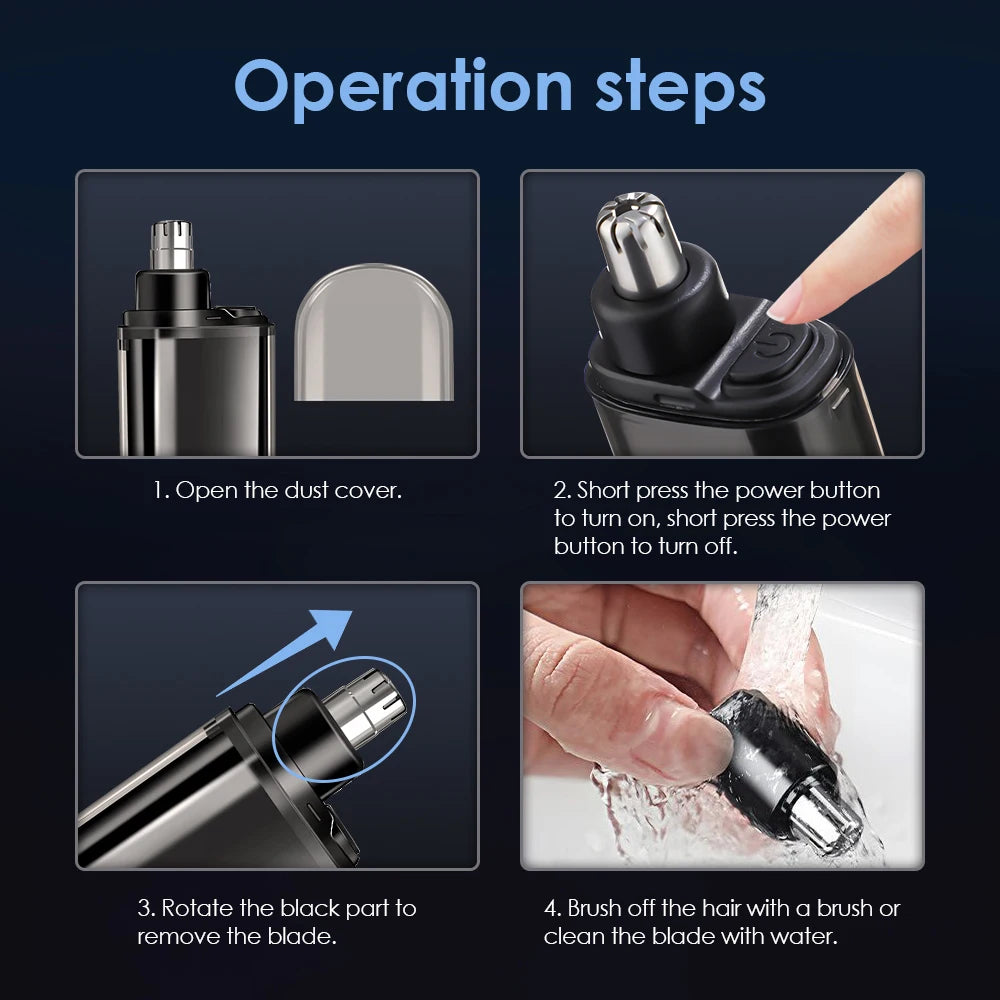 Electric Rechargeable Nose and Ear Hair Trimmer - 12