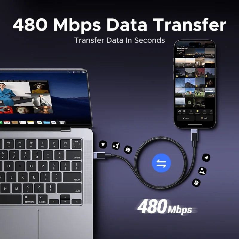 60W USB-C to USB-C Fast Charging and Data Cable