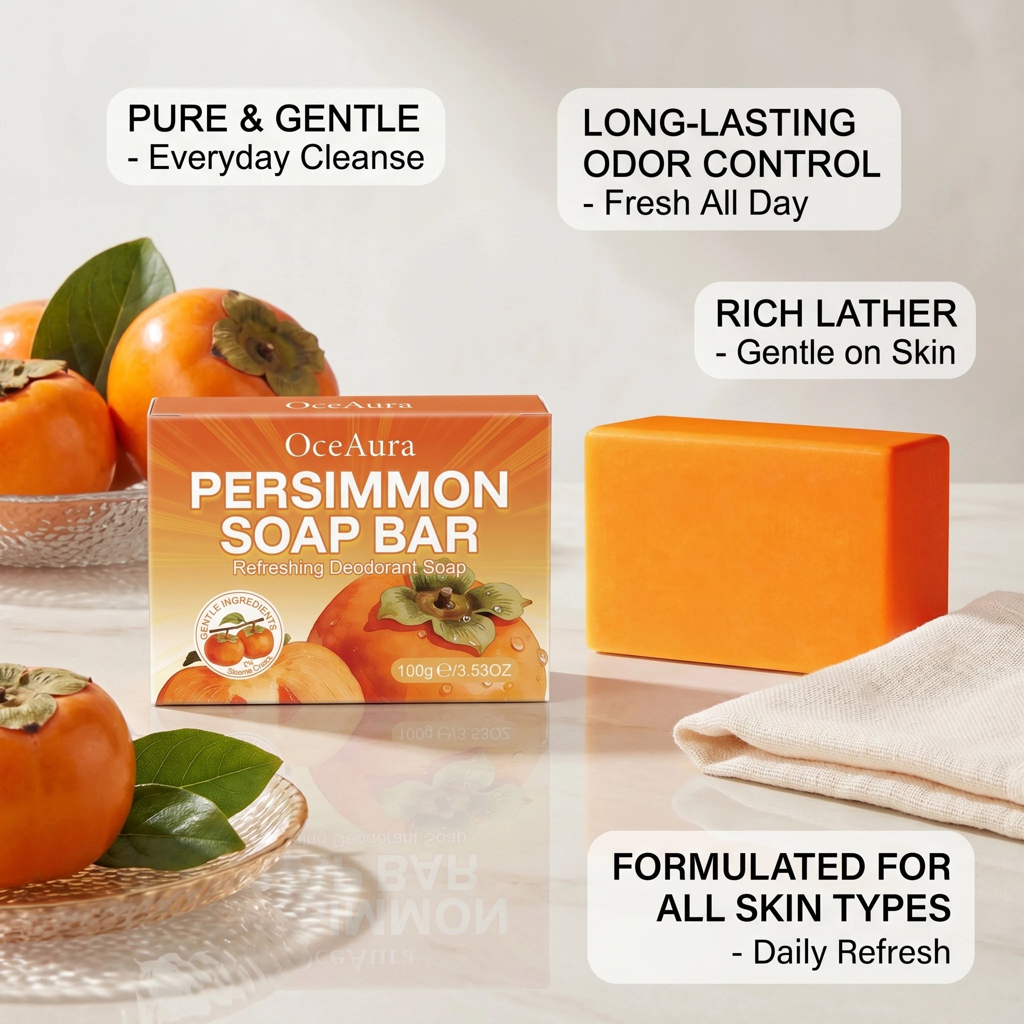 Natural Persimmon Deodorizing Body Soap Bar - 10