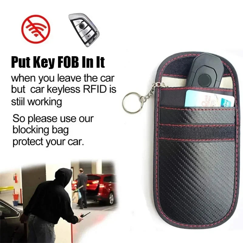 Carbon Fiber Car Key Fob RFID Signal Blocking Pouch Protector