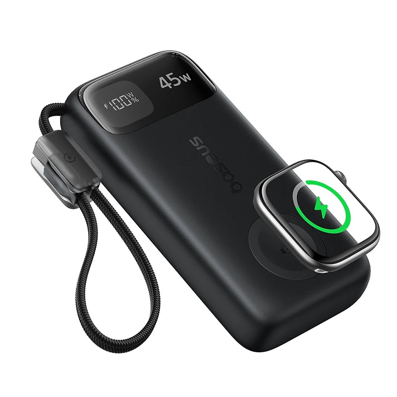 45W 10000mAh Portable Power Bank with Integrated Watch Charger