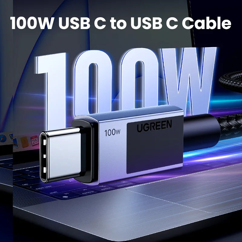 100W USB-C Fast Charging Cable for Laptops and Smartphones - 2
