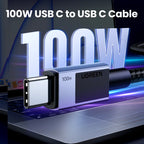 100W USB-C to USB-C Fast Charging Cable for Laptops and Smartphones