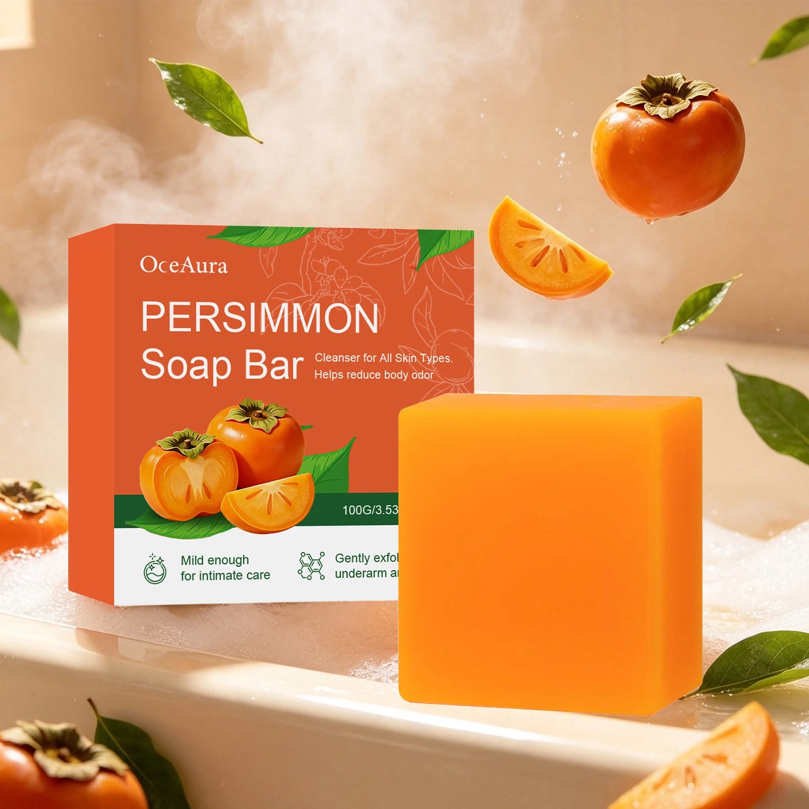 Exfoliating Persimmon Soap Bar for Body Odor and Skin Smoothing - 2