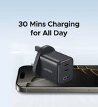 45W GaN Fast Wall Charger with Triple USB-C and USB-A Ports
