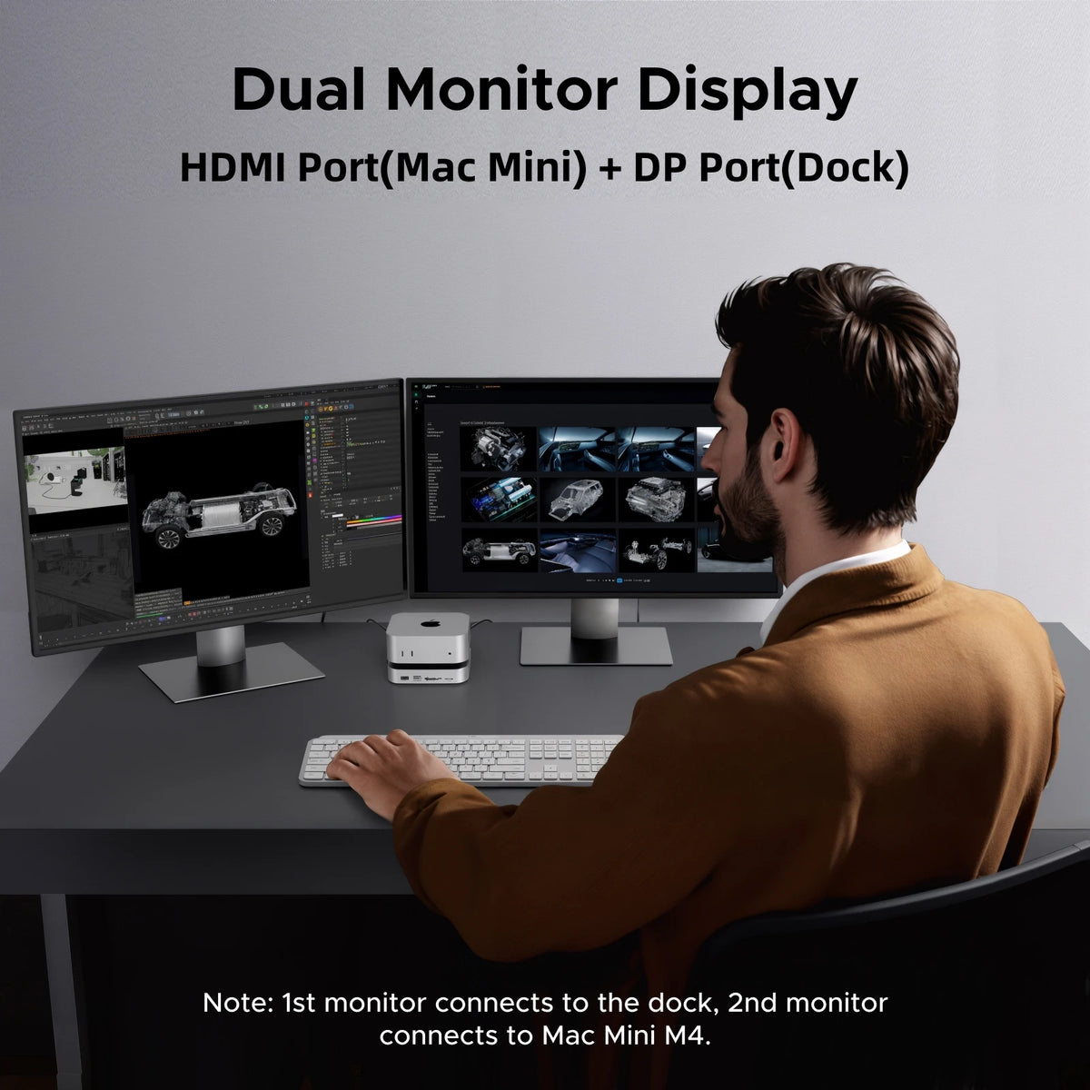 10-in-1 Docking Station for Mac Mini M4 with M.2 NVMe SSD Slot