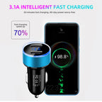 3.1A Dual USB Car Charger with LED Digital Voltage Display 12V 24V